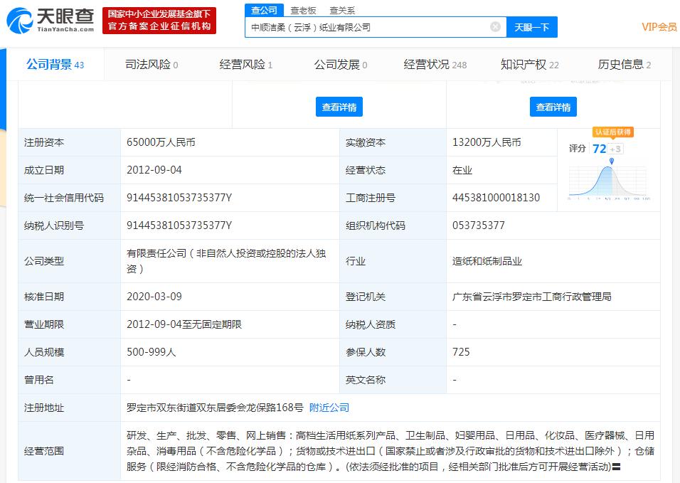 中顺洁柔 子公司开展生产销售医用口罩业务，稳健布局日用杂品市场